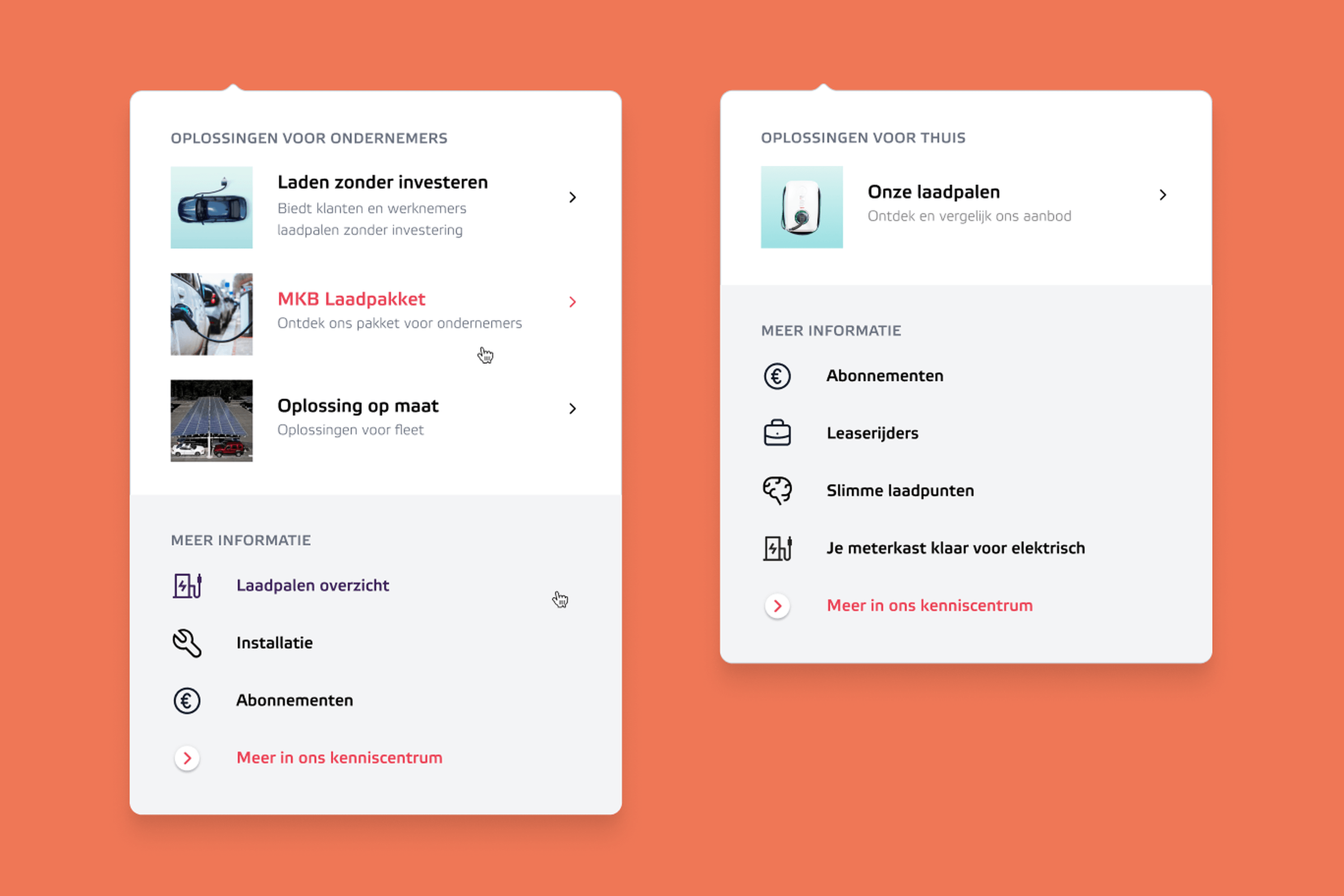 Detailed image of the Eneco eMobility desktop navigation