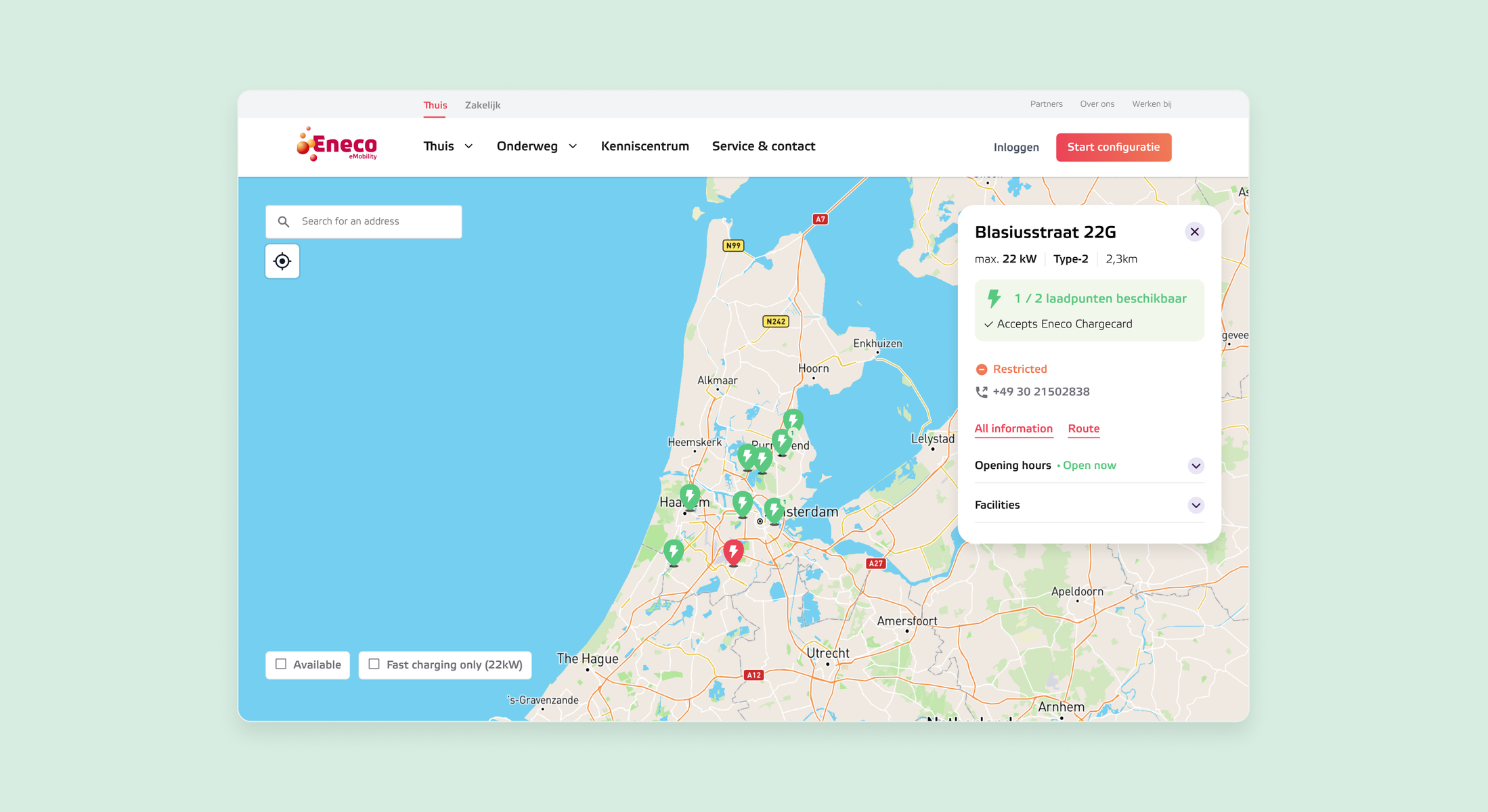 Mockup of the Eneco eMobility Charge Map